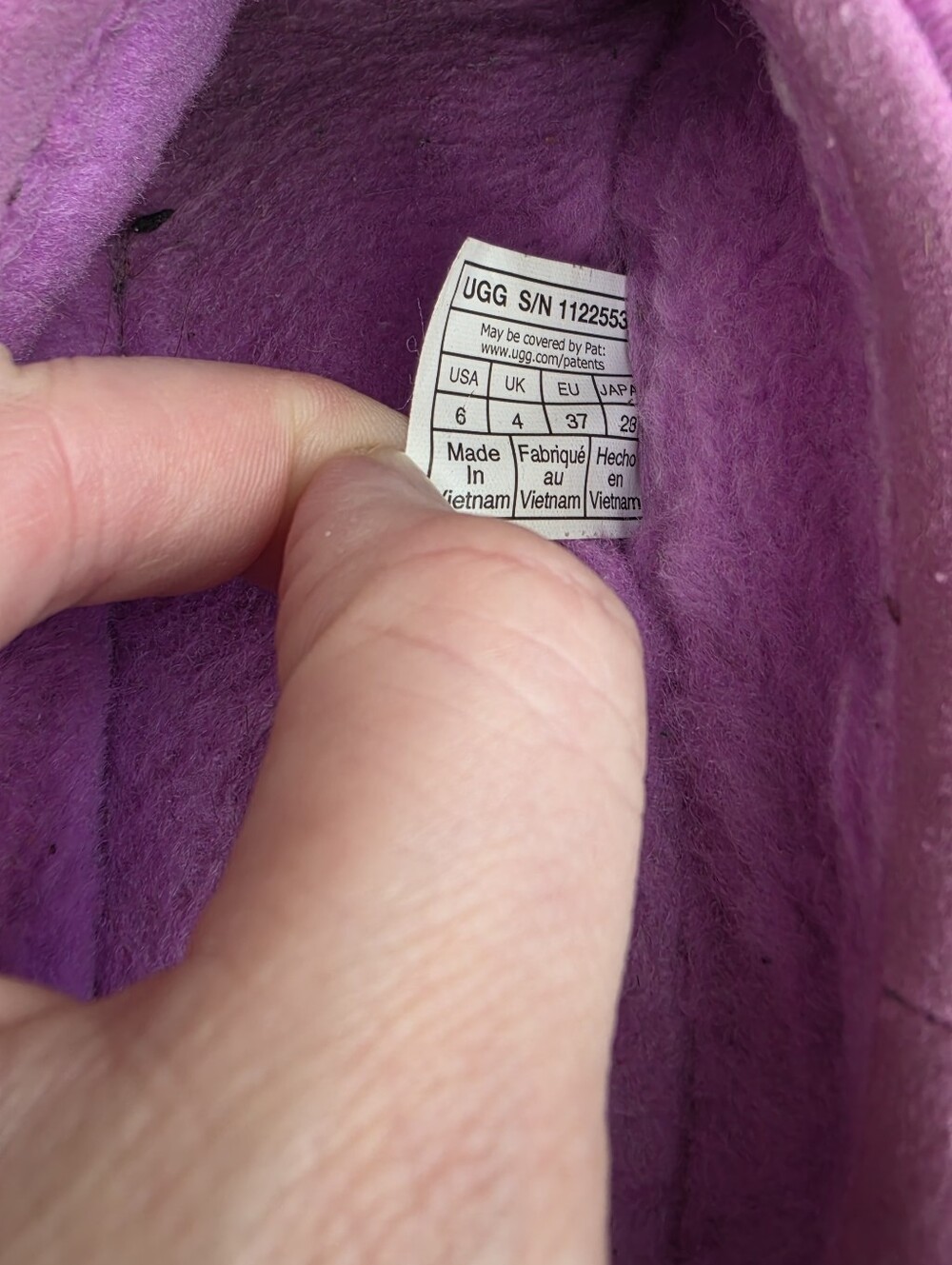 UGG Tasman Slippers Women’s Size 6 Purple Pink Suede Shearling Slip On Shoes - Picture 10 of 11